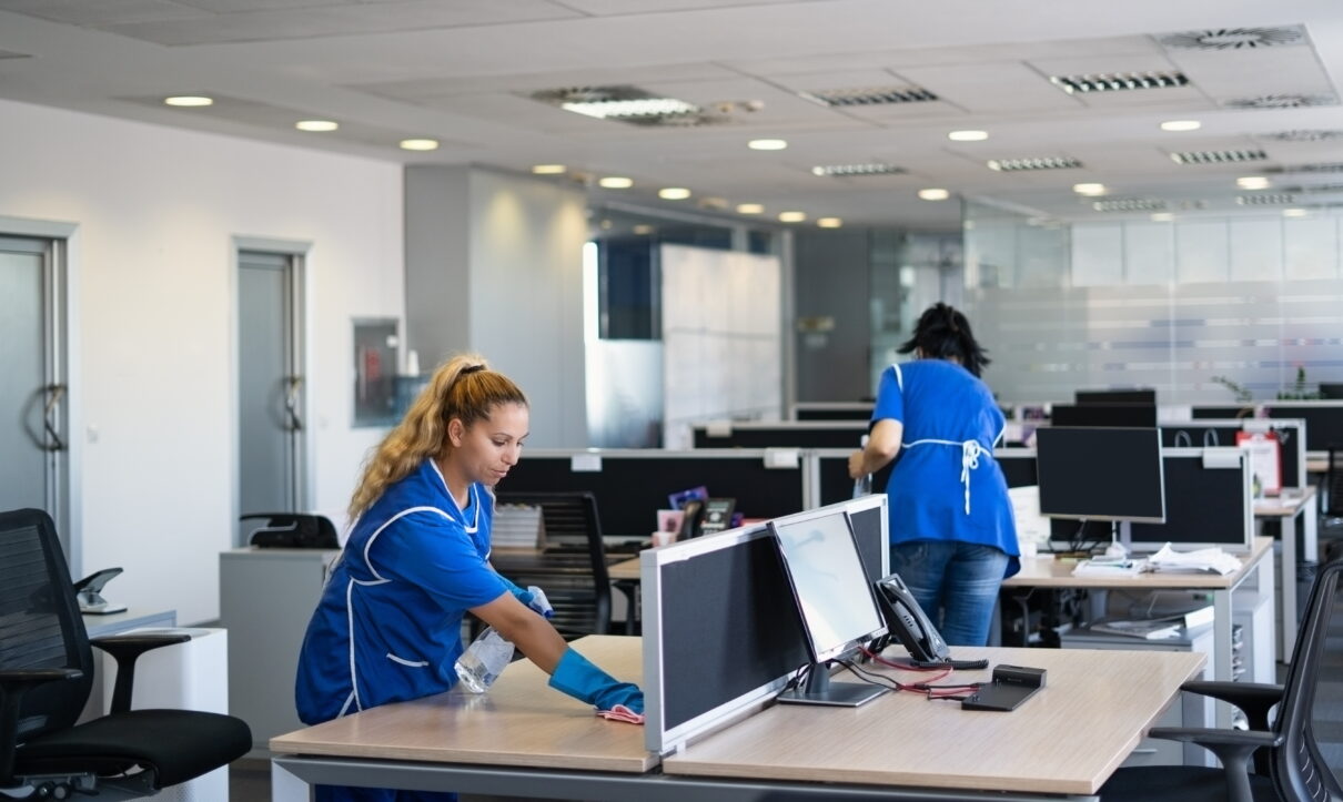 Professional Cleaners in Napa County cleaning an office