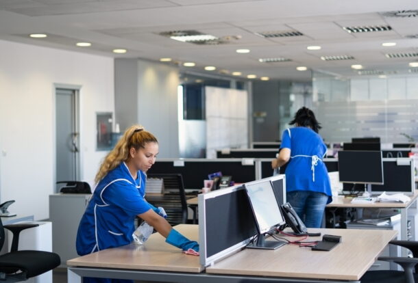 Professional Cleaners in Napa County cleaning an office