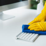 Commercial cleaning company in contra costa county. commercial cleaner cleaning corporate desk keyboard