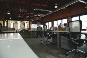 A clean office space with an open office concept