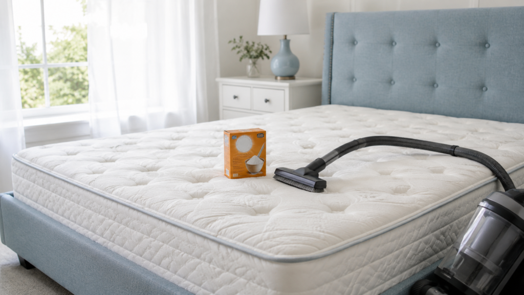 How to Clean a Mattress & Remove Every Stain 2 how to clean a mattress at home with baking soda and a vacuum